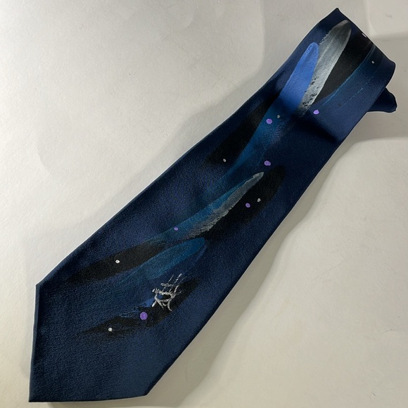 MONTEREY COUNTY BY THE SEA Mens Formal Blue Hand Painted 60" X 3.8" Silk Tie - Picture 2 of 8